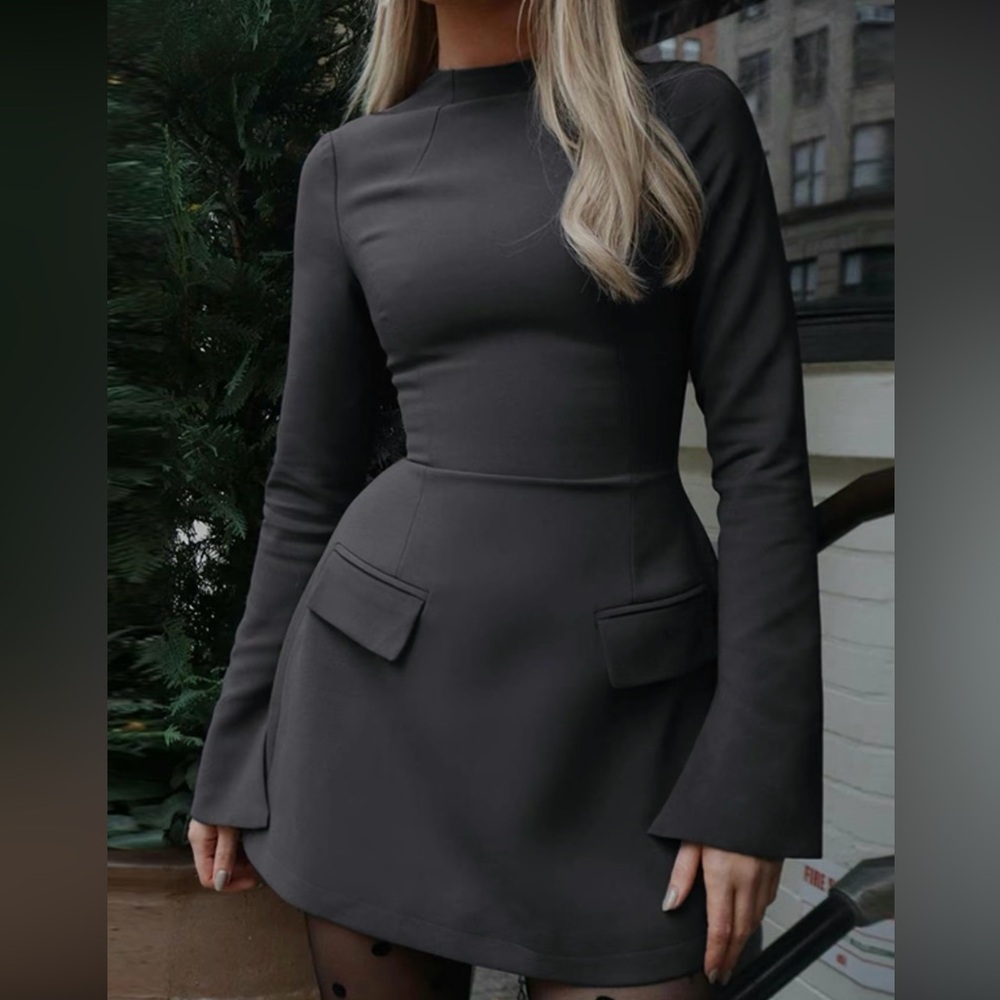 Black, long sleeve, A line dress. Brand-new and never been worn.